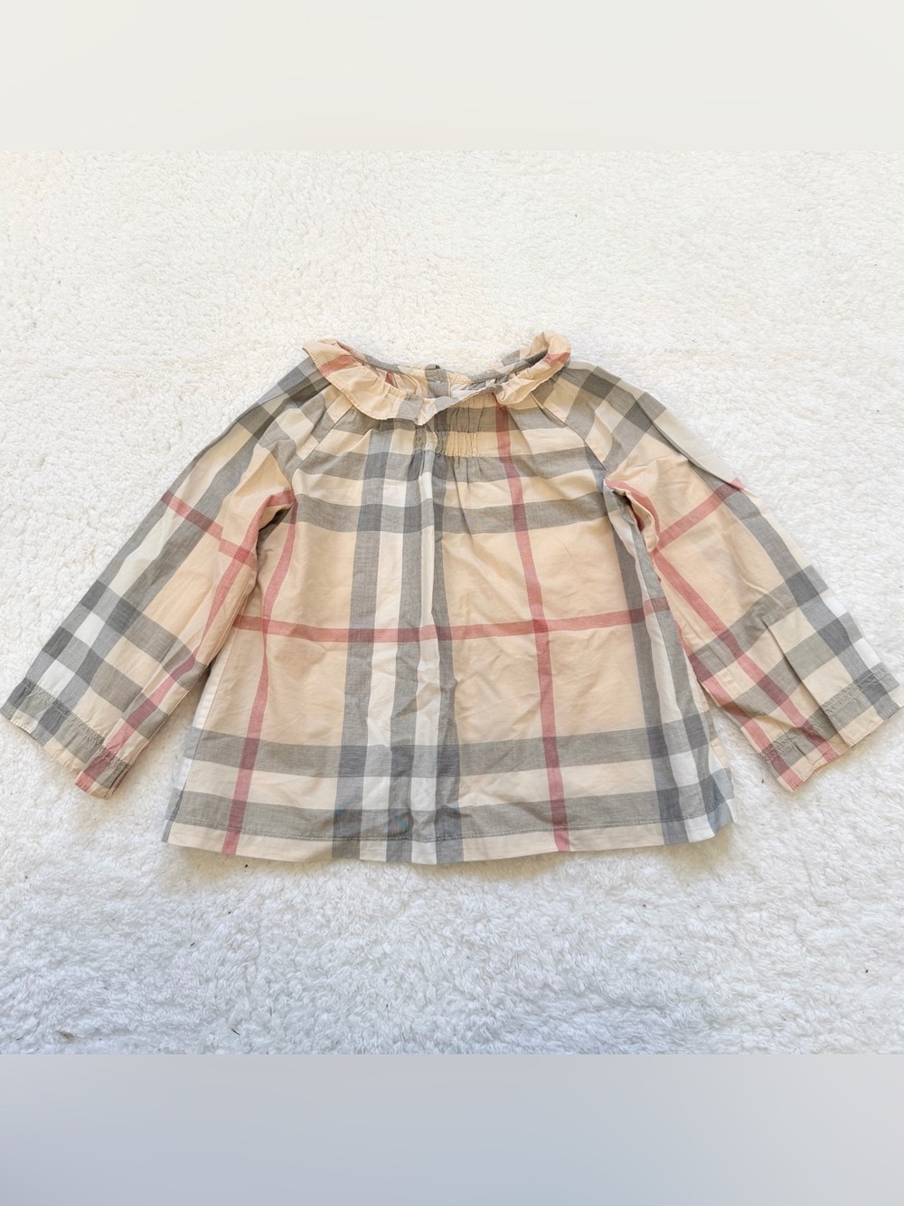 Burberry Baby Girl Blouse 18m nova check tops horse Authentic Beige Cotton